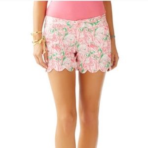 Lilly Pulitzer scalloped hem flamingo shorts